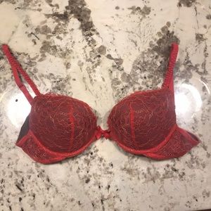 Aerie red gold lace bra